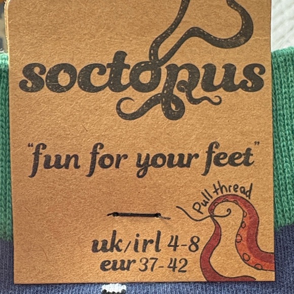 Soctopus Blue and Green Funny Socks - Picture 4 of 6